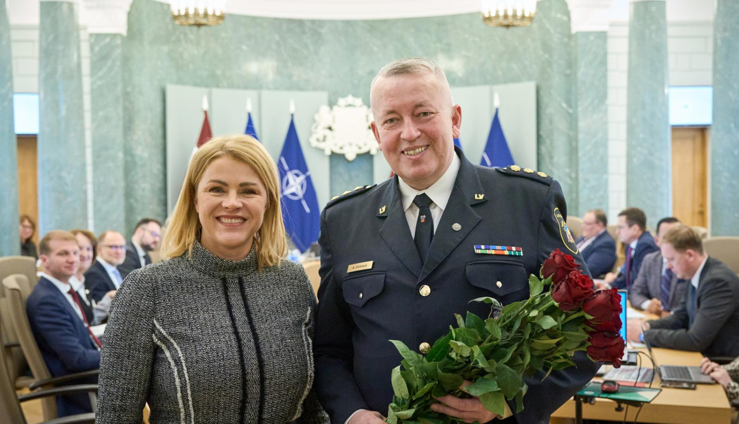 Latvijas Republikas Ministru prezidente Evika Siliņa un VID ģenerāldirektora vietnieks muitas jomā, Muitas pārvaldes direktors Raimonds Zukuls